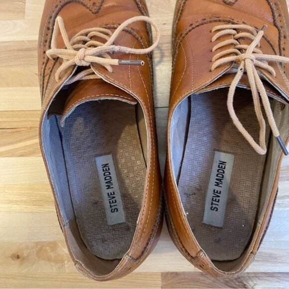 Steve Madden men Romah leather dress shoes camel tan ecru white sole size 10,5 - Picture 8 of 13